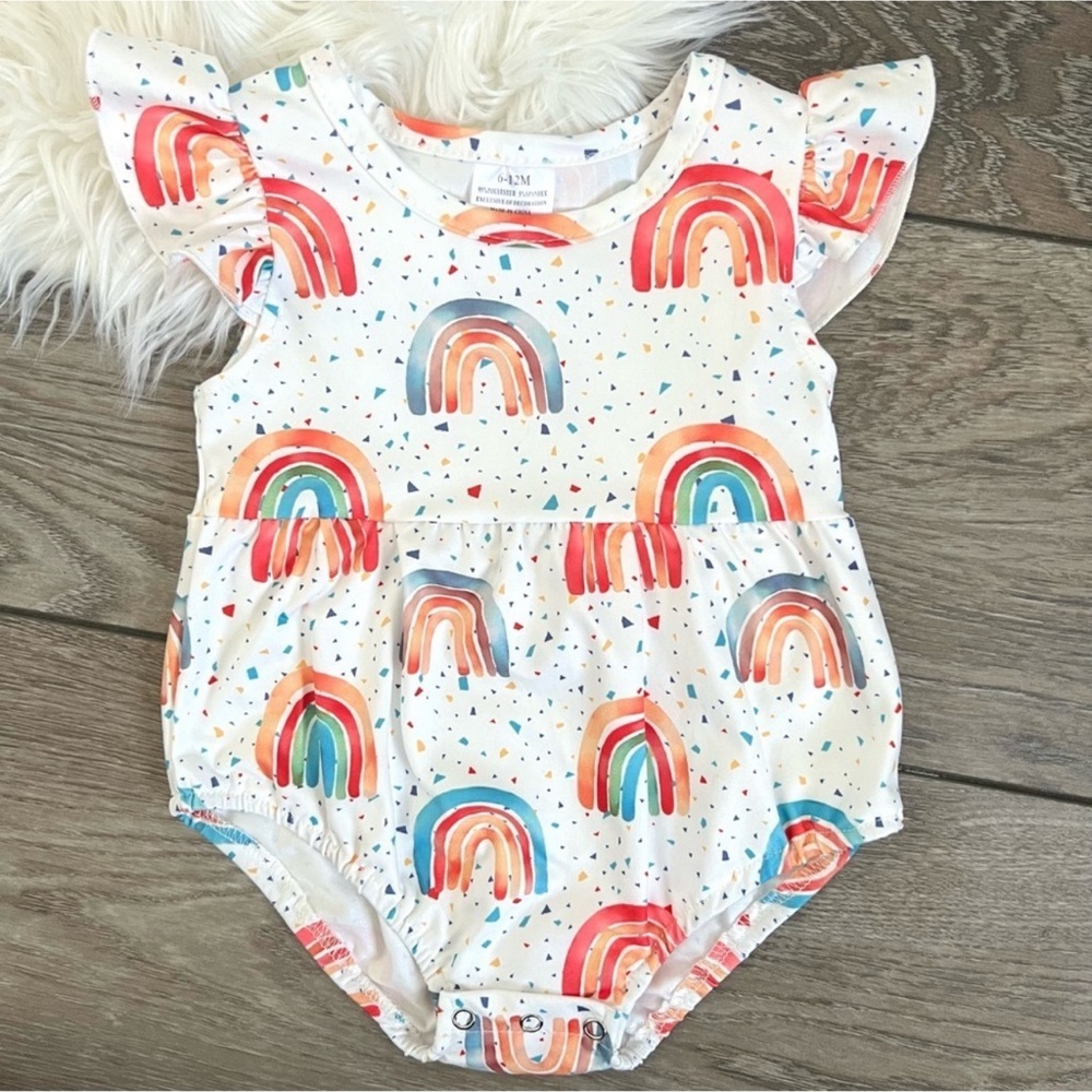 New Boutique Girls Onesie Rainbow Romper